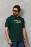 Unisex Basic Bisiklet Yaka Oversize T-shirt - Yeşil