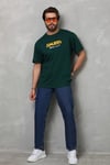 Unisex Basic Bisiklet Yaka Oversize T-shirt - Yeşil