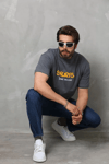 Unisex Basic Bisiklet Yaka Oversize T-shirt - Füme
