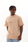 Unisex Baskılı Oversize T-shirt - Bej