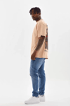 Unisex Baskılı Oversize T-shirt - Bej