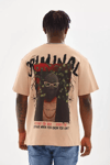 Unisex Baskılı Oversize T-shirt - Bej