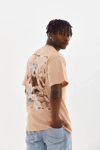 Unisex Baskılı Oversize T-shirt - Bej