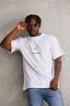 Unisex Baskılı Oversize T-shirt - Beyaz