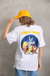 Unisex Baskılı Oversize T-shirt - Beyaz