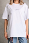 Unisex Baskılı Oversize T-shirt - Beyaz