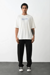 Unisex Baskılı Oversize T-shirt - Beyaz