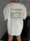 Unisex Baskılı Oversize T-shirt - Beyaz