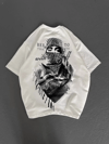 Unisex Baskılı Oversize T-shirt - Beyaz