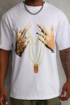 Unisex Baskılı Oversize T-shirt - Beyaz