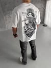 Unisex Baskılı Oversize T-shirt - Beyaz