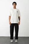 Unisex Baskılı Oversize T-shirt - Beyaz