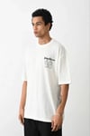 Unisex Baskılı Oversize T-shirt - Beyaz