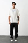 Unisex Baskılı Oversize T-shirt - Beyaz