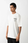 Unisex Baskılı Oversize T-shirt - Beyaz