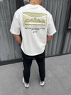 Unisex Baskılı Oversize T-shirt - Beyaz
