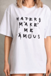 Unisex Baskılı Oversize T-shirt - Beyaz