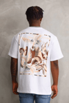 Unisex Baskılı Oversize T-shirt - Beyaz
