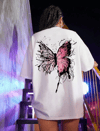 Unisex Baskılı Oversize T-shirt - Beyaz