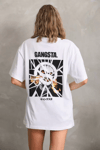 Unisex Baskılı Oversize T-shirt - Beyaz