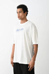 Unisex Baskılı Oversize T-shirt - Beyaz