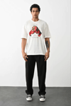 Unisex Baskılı Oversize T-shirt - Beyaz