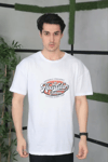 Unisex Baskılı Oversize T-shirt - Beyaz