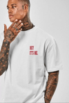 Unisex Baskılı Oversize T-shirt - Beyaz