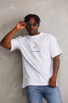 Unisex Baskılı Oversize T-shirt - Beyaz