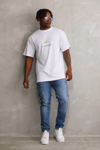 Unisex Baskılı Oversize T-shirt - Beyaz