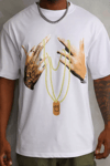 Unisex Baskılı Oversize T-shirt - Beyaz