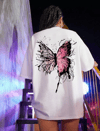 Unisex Baskılı Oversize T-shirt - Beyaz
