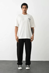 Unisex Baskılı Oversize T-shirt - Beyaz