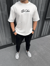 Unisex Baskılı Oversize T-shirt - Beyaz