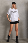 Unisex Baskılı Oversize T-shirt - Beyaz