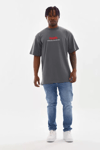 Unisex Baskılı Oversize T-shirt - Füme