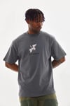 Unisex Baskılı Oversize T-shirt - Füme