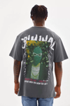 Unisex Baskılı Oversize T-shirt - Füme
