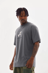 Unisex Baskılı Oversize T-shirt - Füme