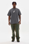Unisex Baskılı Oversize T-shirt - Füme