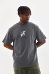 Unisex Baskılı Oversize T-shirt - Füme