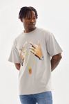 Unisex Baskılı Oversize T-shirt - Gri
