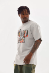 Unisex Baskılı Oversize T-shirt - Gri