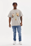 Unisex Baskılı Oversize T-shirt - Gri