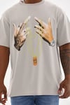 Unisex Baskılı Oversize T-shirt - Gri