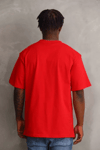 Unisex Baskılı Oversize T-shirt - Kırmızı