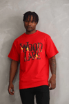 Unisex Baskılı Oversize T-shirt - Kırmızı