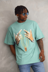 Unisex Baskılı Oversize T-shirt - Mint Yeşili