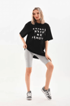 Unisex Baskılı Oversize T-shirt - Siyah