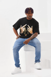 Unisex Baskılı Oversize T-shirt - Siyah